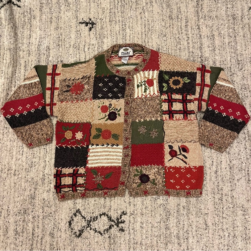 Tiara Multicolor Patchwork Knit Cardigan
